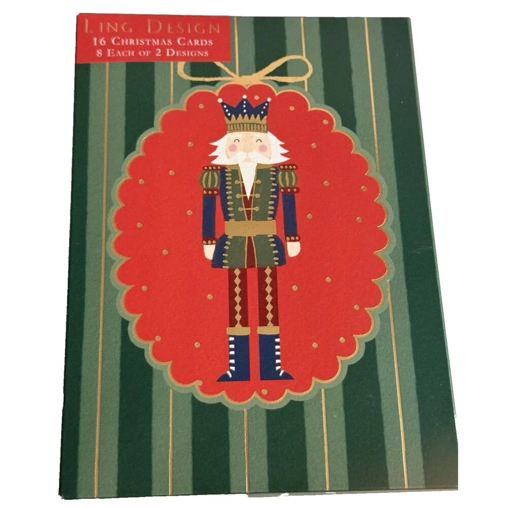 Ling Design Luxury Nutcracker Merry Christmas Cards 2 Different Designs 16 Cards